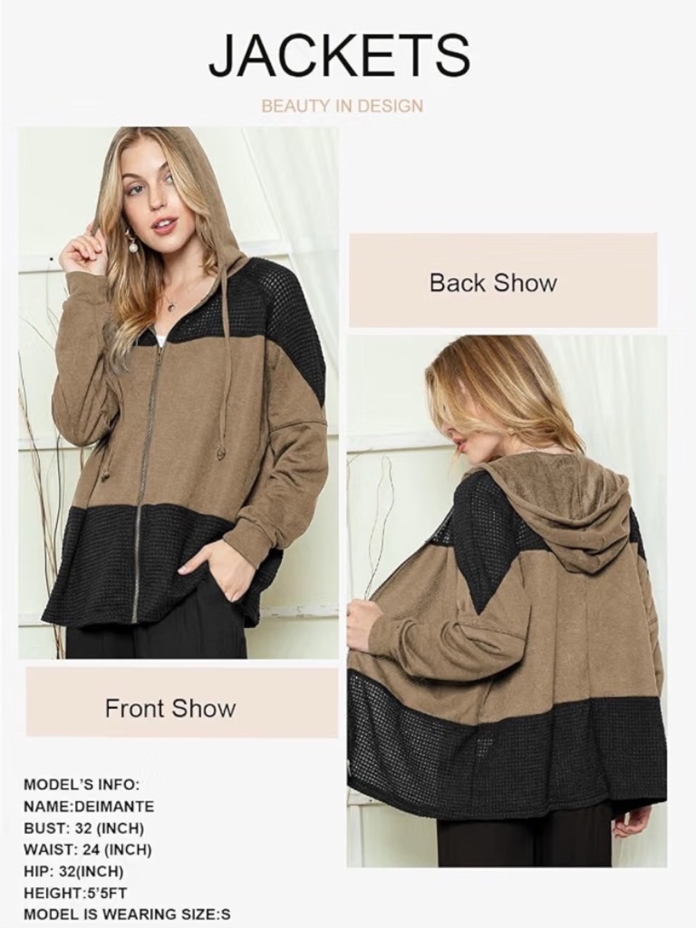 Black Tan Full Zip Jacket 2XL - Picture 10 of 10